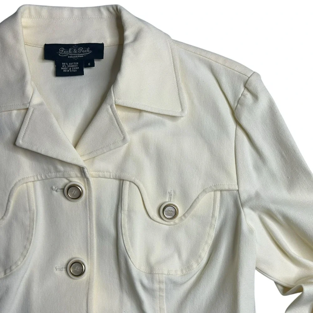 Vintage Peck & Peck Collection White‎ Denim Jacket Women’s Size 6